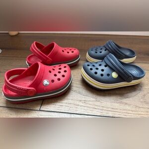 Crocs Red Blue Crocband Clog Sandals Bundle Toddler Size 5